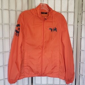 HUM dreammaker bright orange full zip hoodie rain wind mens jacket